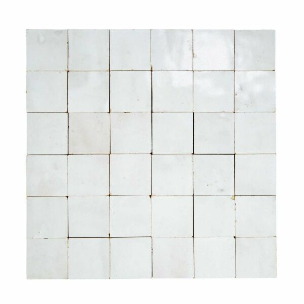 W3557 Mosaique Terre De Zellige 5X5 Cm Sur Plaque blanc Sans Joint 30X30 Cm