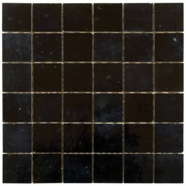 W3569 Mosaique Terre De Zellige 4.95X4.95 Cm Sur Plaque De 30.5X30.5 Cm 05 Noir