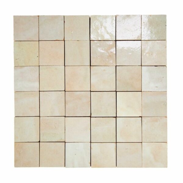 W4003 Mosaique Terre De Zellige 5X5 Cm Sur Plaque De 30X30 Cm 26 Beige Gris