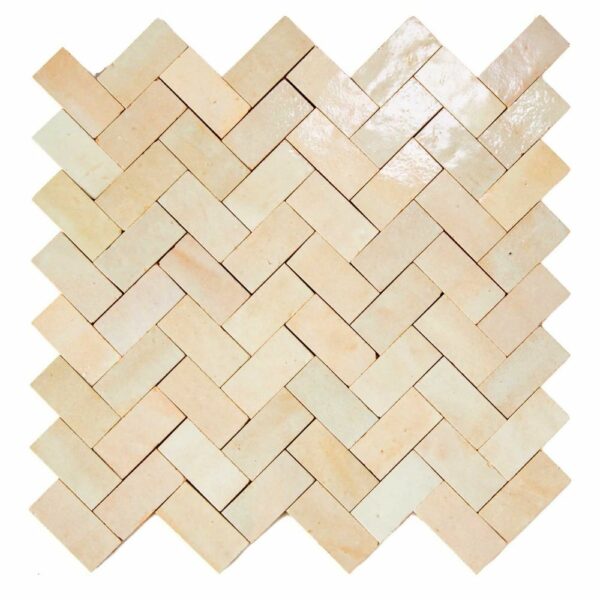 W4012 Mosaique Terre De Zellige 2.4X4.9 Cm Chevron 28.3X27.5 Cm 26 Beige Gris