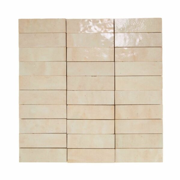 W4014 Mosaique Terre De Zellige 3X10 Cm Sur Plaque De 30.3X30 Cm 26 Beige Gris