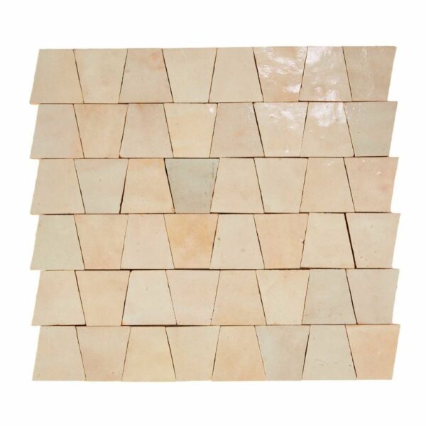 W4015 Mosaique Terre De Zellige Forme Trapeze 3.1X4.9 Cm 32.5X30 Cm 26 Beige Gris