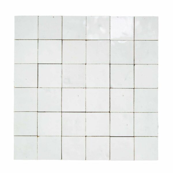 W4023 Mosaique Terre De Zellige 5X5 Cm Sur Plaque De 30X30 Cm 01 Blanc Neige Sans Joint