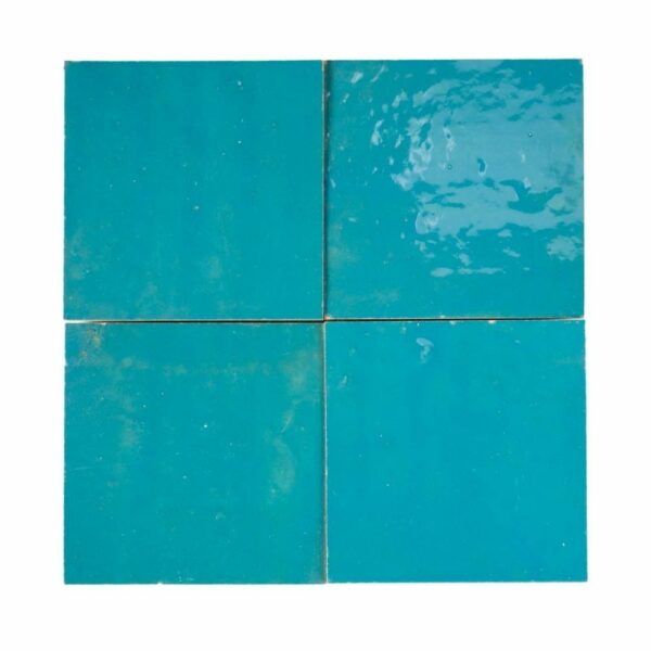 W4026 Carreau Terre De Zellige Vrac 10X10Cm 08 Bleu Turquoise