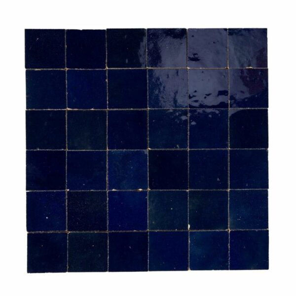 W4043 Mosaique Terre De Zellige 5X5 Cm Sur Plaque De 30X30 Cm 39 Bleu Nuit