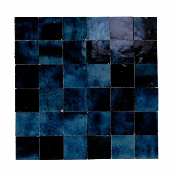 W4053 Mosaique Terre De Zellige 5X5 Cm Sur Plaque De 30X30 Cm 37 Magic Bleu