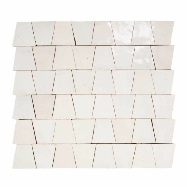 W4059 Mosaique Terre De Zellige Forme Trapeze 3.1X4.9 Cm 32.5X30 Cm 01 Blanc Neige