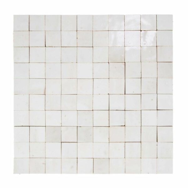 W4061 Mosaique Terre De Zellige 3X3 Cm Sur Plaque De 30.5X30.5 Cm 02 Blanc Fes