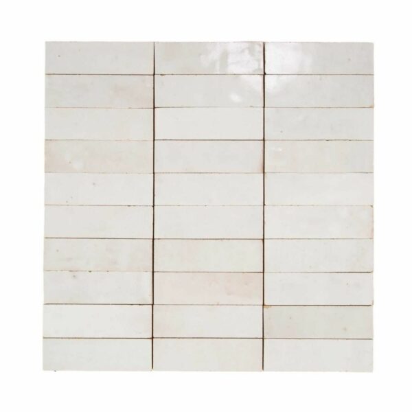 W4062 Mosaique Terre De Zellige 3X10 Cm Sur Plaque De 30.3X30 Cm 02 Blanc Fes