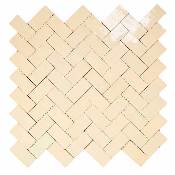 W4068 Mosaique Terre De Zellige 2.4X4.9 Cm Chevron 28.3X27.5 Cm 11 Blanc Laiteux