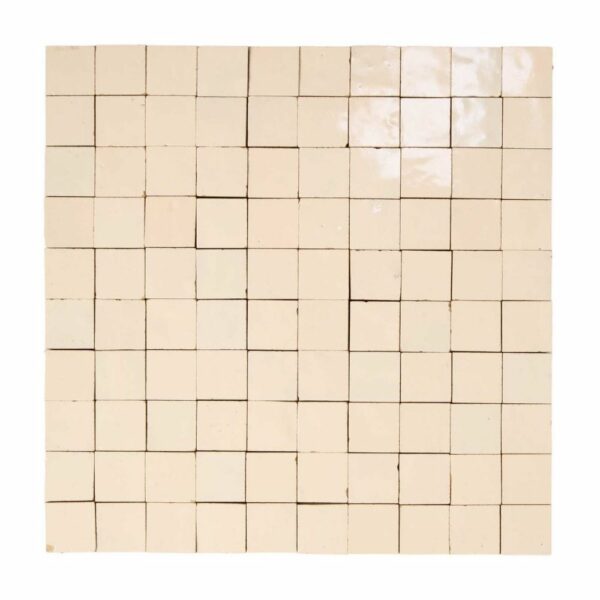 W4069 Mosaique Terre De Zellige 3X3 Cm Sur Plaque De 30.5X30.5 Cm 11 Blanc Laiteux