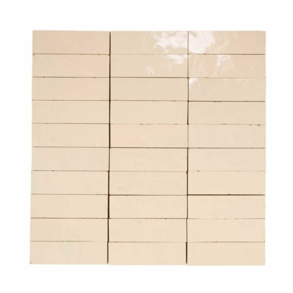 W4070 Mosaique Terre De Zellige 3X10 Cm Sur Plaque De 30.3X30 Cm 11 Blanc Laiteux