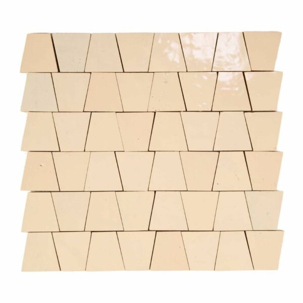 W4071 Mosaique Terre De Zellige Forme Trapeze 3.1X4.9 Cm 32.5X30 Cm 11 Blanc Laiteux