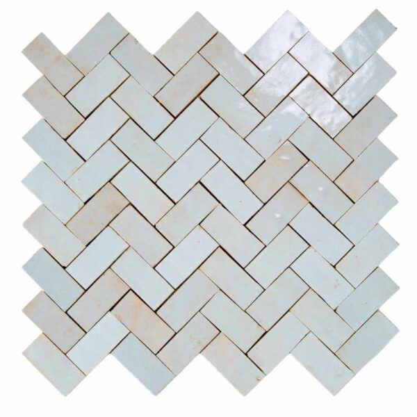 W4072 Mosaique Terre De Zellige 2.4X4.9 Cm Chevron 28.3X27.5 Cm 21 Bleu Gustavien