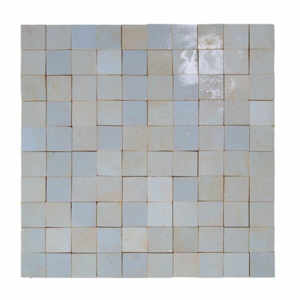 W4073 Mosaique Terre De Zellige 3X3 Cm Sur Plaque De 30.5X30.5 Cm 21 Bleu Gustavien