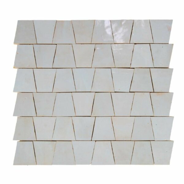 W4075 Mosaique Terre De Zellige Forme Trapeze 3.1X4.9 Cm 32.5X30 Cm 21 Bleu Gustavien