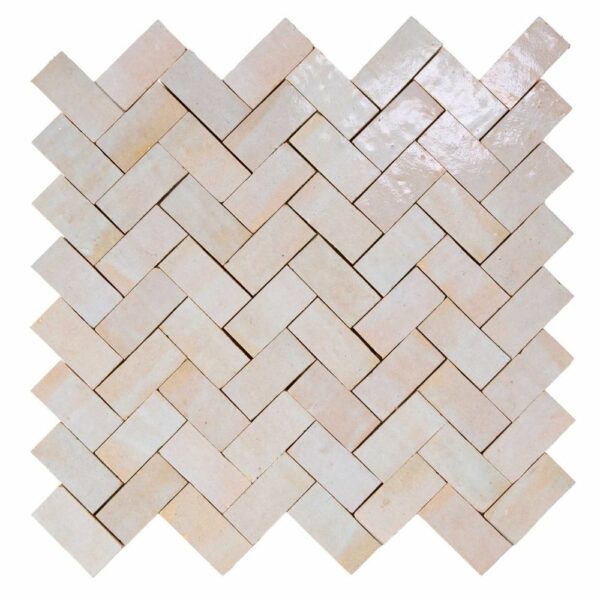 W4076 Mosaique Terre De Zellige 2.4X4.9 Cm Chevron 28.3X27.5 Cm 29 Bleu Banquise