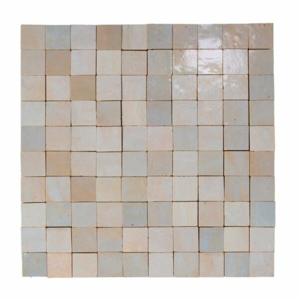 W4077 Mosaique Terre De Zellige 3X3 Cm Sur Plaque De 30.5X30.5 Cm 29 Bleu Banquise