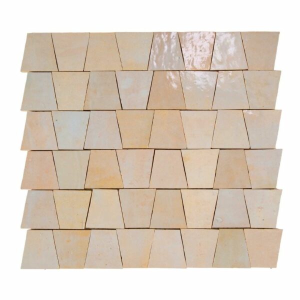 W4079 Mosaique Terre De Zellige Forme Trapeze 3.1X4.9 Cm 32.5X30 Cm 29 Bleu Banquise