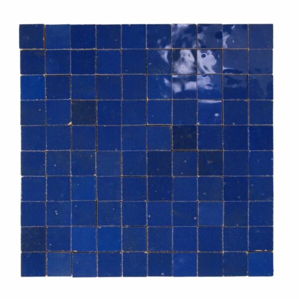 W4085 Mosaique Terre De Zellige 3X3 Cm Sur Plaque De 30.5X30.5 Cm 38 Bleu France