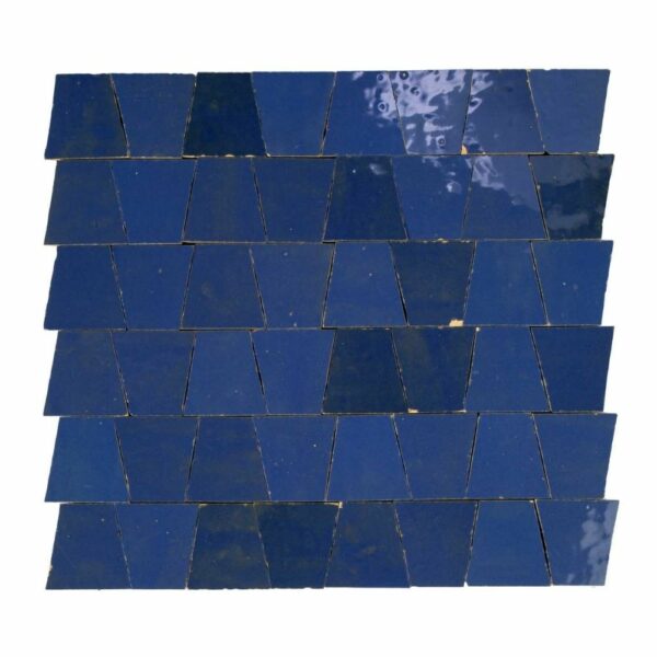 W4087 Mosaique Terre De Zellige Forme Trapeze 3.1X4.9 Cm 32.5X30 Cm 38 Bleu France