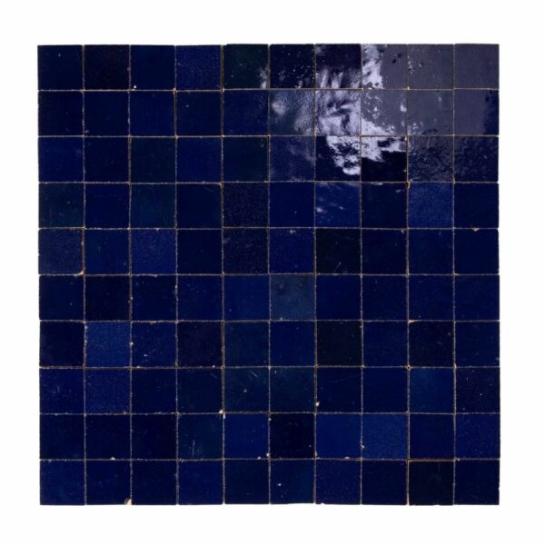 W4089 Mosaique Terre De Zellige 3X3 Cm Sur Plaque De 30.5X30.5 Cm 39 Bleu Nuit