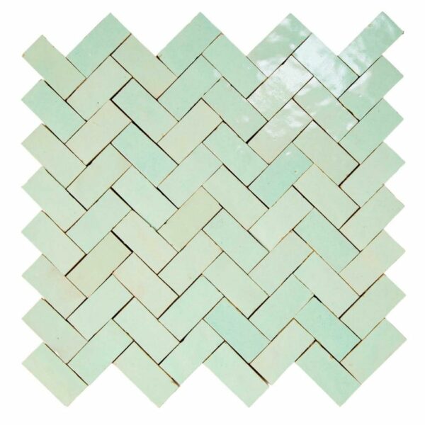 W4096 Mosaique Terre De Zellige 2.4X4.9 Cm Chevron 28.3X27.5 Cm 62 Iceberg