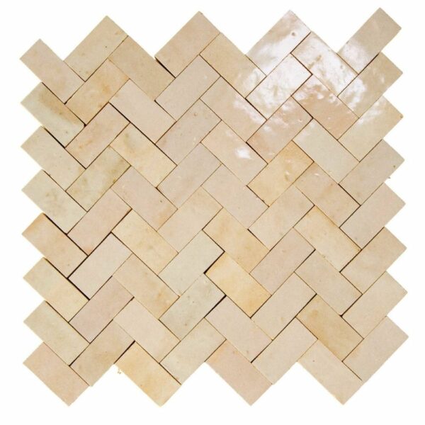 W4100 Mosaique Terre De Zellige 2.4X4.9 Cm Chevron 28.3X27.5 Cm 65 Blanc Saber