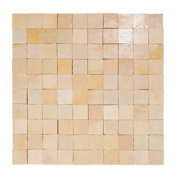 W4101 Mosaique Terre De Zellige 3X3 Cm Sur Plaque De 30.5X30.5 Cm 65 Blanc Saber