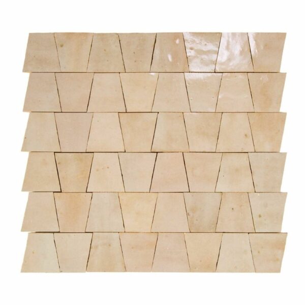 W4103 Mosaique Terre De Zellige Forme Trapeze 3.1X4.9 Cm 32.5X30 Cm 65 Blanc Saber