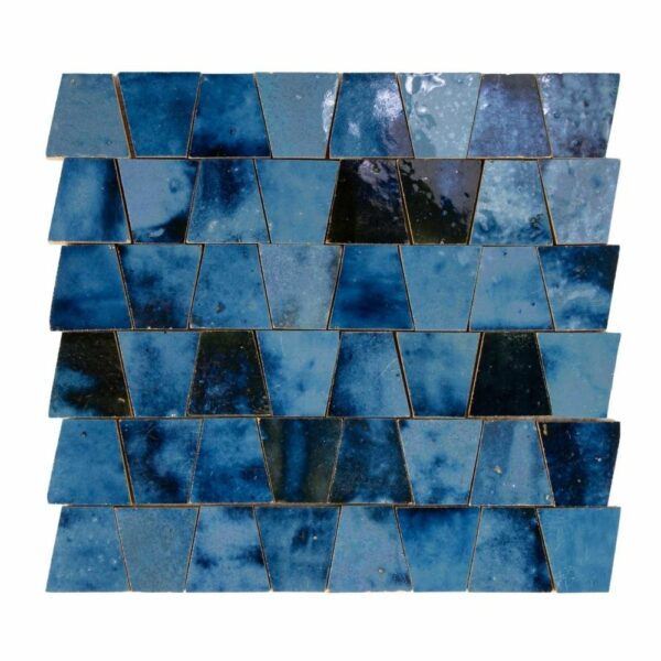 W4107 Mosaique Terre De Zellige Forme Trapeze 3.1X4.9 Cm 32.5X30 Cm 37 Magic Bleu