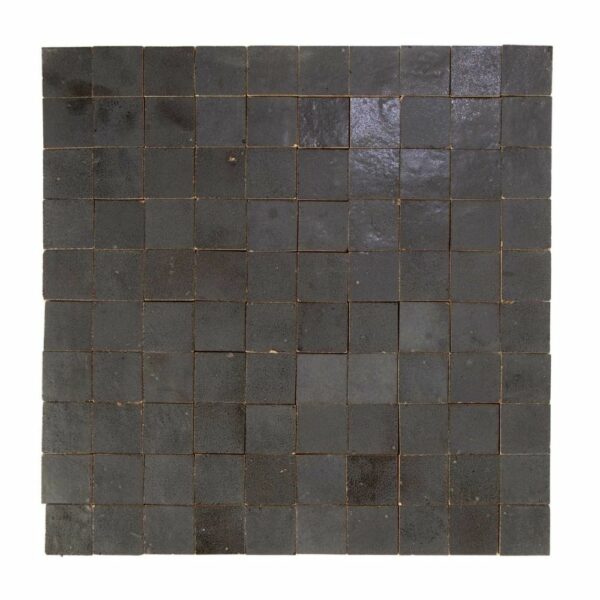 W4119 Mosaique Terre De Zellige 3X3 Cm Sur Plaque De 30.5X30.5 Cm 49 Carbone