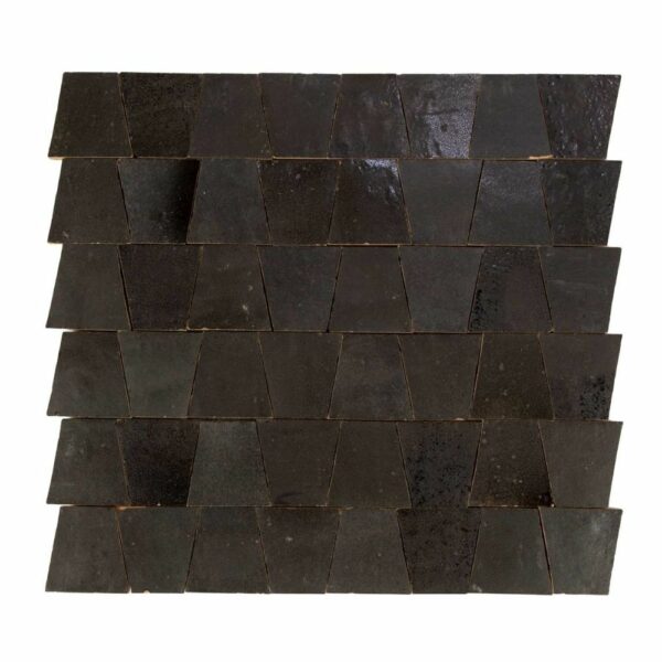 W4121 Mosaique Terre De Zellige Forme Trapeze 3.1X4.9 Cm 32.5X30 Cm 49 Carbone