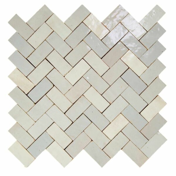 W4124 Mosaique Terre De Zellige 2.4X4.9 Cm Chevron 28.3X27.5 Cm 32 Cielo