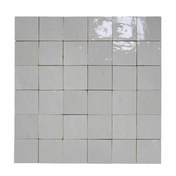 W4131 Mosaique Terre De Zellige 5X5 Cm Sur Plaque De 30X30 Cm 56 Gris Clair