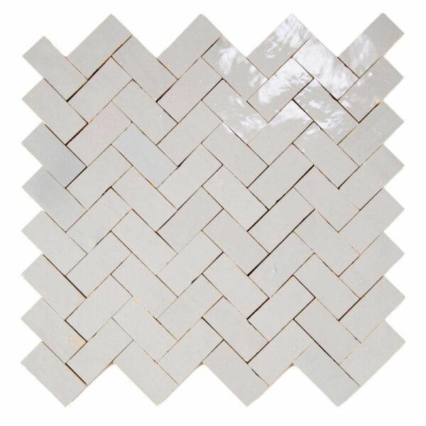 W4141 Mosaique Terre De Zellige 2.4X4.9 Cm Chevron 28.3X27.5 Cm 56 Gris Clair