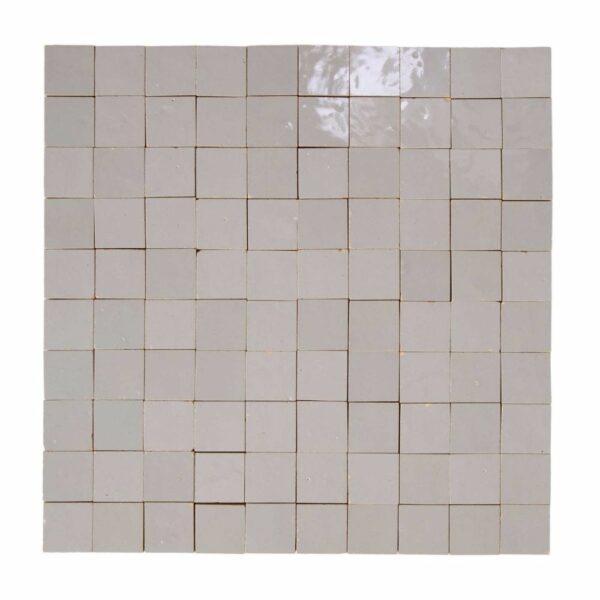 W4142 Mosaique Terre De Zellige 3X3 Cm Sur Plaque De 30.5X30.5 Cm 56 Gris Clair