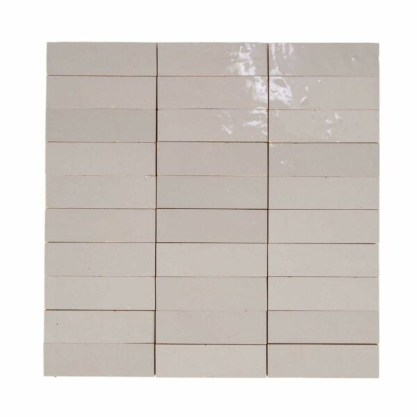 W4143 Mosaique Terre De Zellige 3X10 Cm Sur Plaque De 30.3X30 Cm 56 Gris Clair