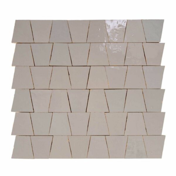 W4144 Mosaique Terre De Zellige Forme Trapeze 3.1X4.9 Cm 32.5X30 Cm 56 Gris Clair