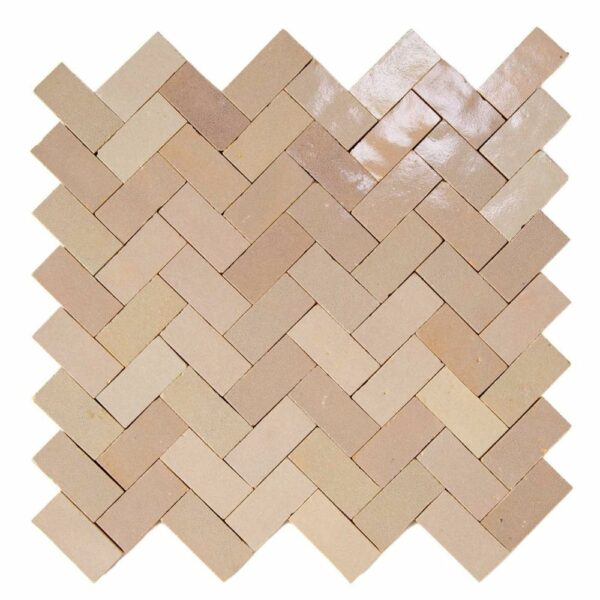 W4145 Mosaique Terre De Zellige 2.4X4.9 Cm Chevron 28.3X27.5 Cm 86 Gris de Lin