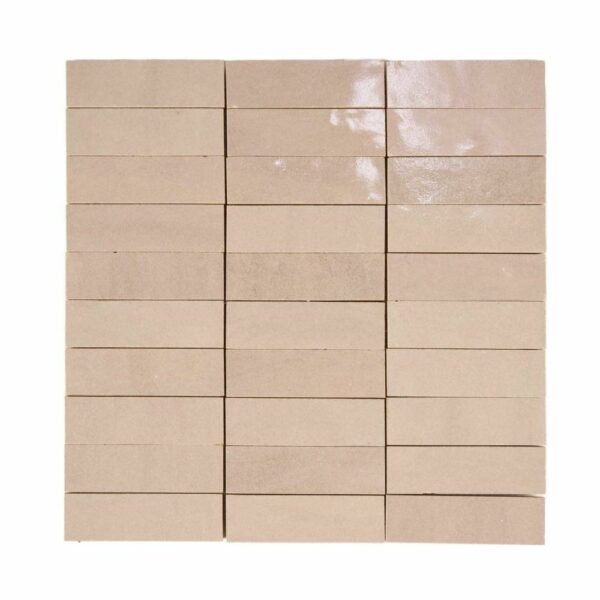 W4147 Mosaique Terre De Zellige 3X10 Cm Sur Plaque De 30.3X30 Cm 86 Gris de Lin