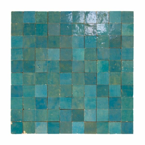 W4165 Mosaique Terre De Zellige 3X3 Cm Sur Plaque De 30.5X30.5 Cm 33 Lazuli