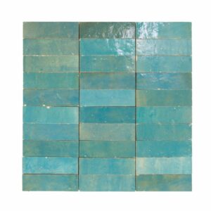 W4166 Mosaique Terre De Zellige 3X10 Cm Sur Plaque De 30.3X30 Cm 33 Lazuli