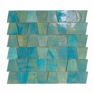 W4167 Mosaique Terre De Zellige Forme Trapeze 3.1X4.9 Cm 32.5X30 Cm Cm 33 Lazuli