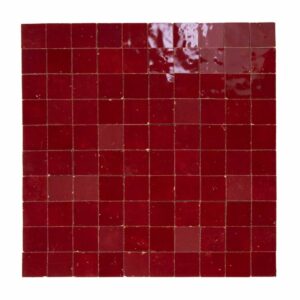 W4173 Mosaique Terre De Zellige 3X3 Cm Sur Plaque De 30.5X30.5 Cm 19 Lie de Vin