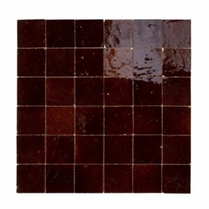 W4176 Mosaique Terre De Zellige 5X5 Cm Sur Plaque De 30X30 Cm 07 Marron Foncé