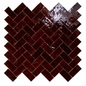 W4180 Mosaique Terre De Zellige 2.4X4.9 Cm Chevron 28.3X27.5 Cm 07 Marron Foncé