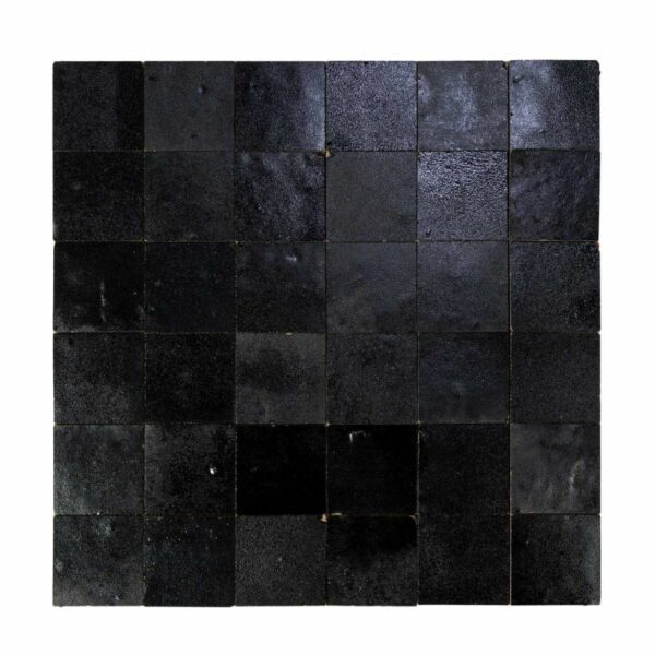 W4192 Mosaique Terre De Zellige 5X5 Cm Sur Plaque De 30X30 Cm 52 Noir Métal