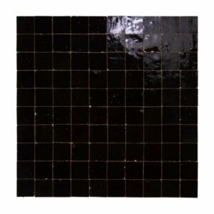 W4196 Mosaique Terre De Zellige 3X3 Cm Sur Plaque De 30.5X30.5 Cm 05 Noir