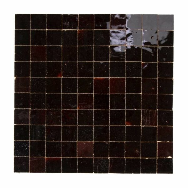 W4200 Mosaique Terre De Zellige 3X3 Cm Sur Plaque De 30.5X30.5 Cm 13 Café Noir